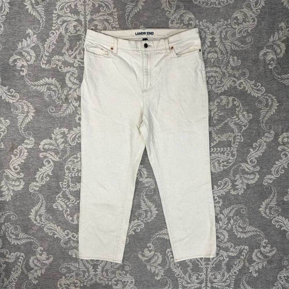 Lands' End Women's Size 16 White High Rise Straight Jeans